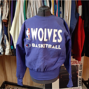 Vtg 90s Minnesota Timberwolves Champion Reverse Weave Sweatshirt Medium Used NBA